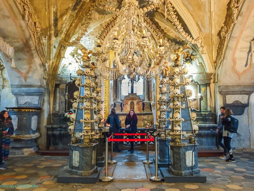 Kostnitsa in the Czech Republic in Kutna Hora - pyramids of skulls
