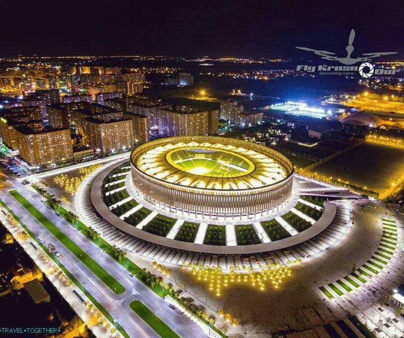 Panorama of Krasnodar and the new stadium. Author - @fly_krd