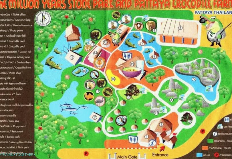 Map of the park of million-year stones in Pattaya