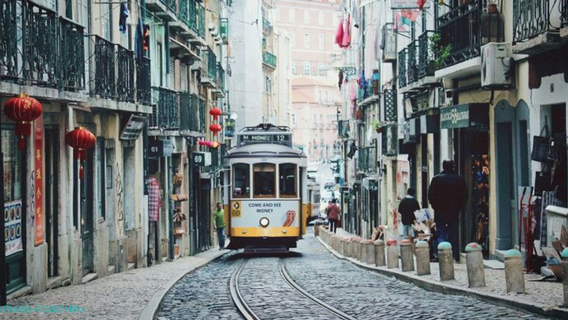Tram on the streets of Lisbon