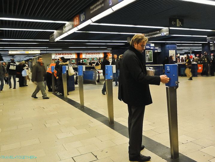 Validators at the entrance to the subway of Munich