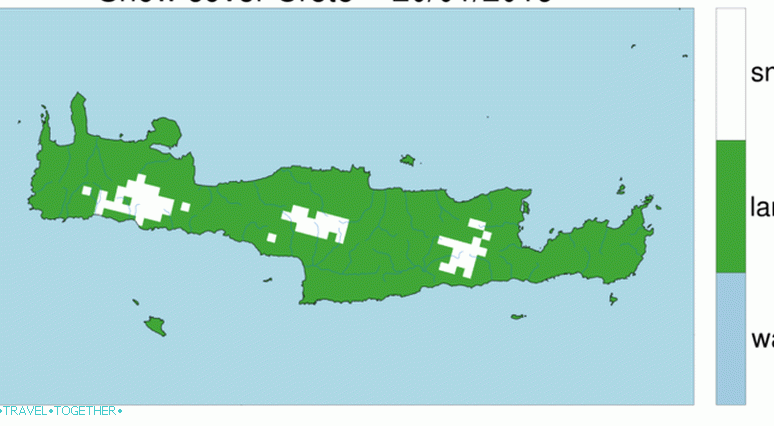 Meter thickness of snow cover was recorded by Crete