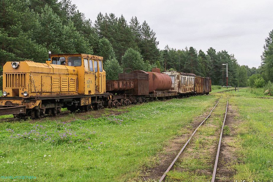 The narrow gauge railway moves away, a couple of kilometers