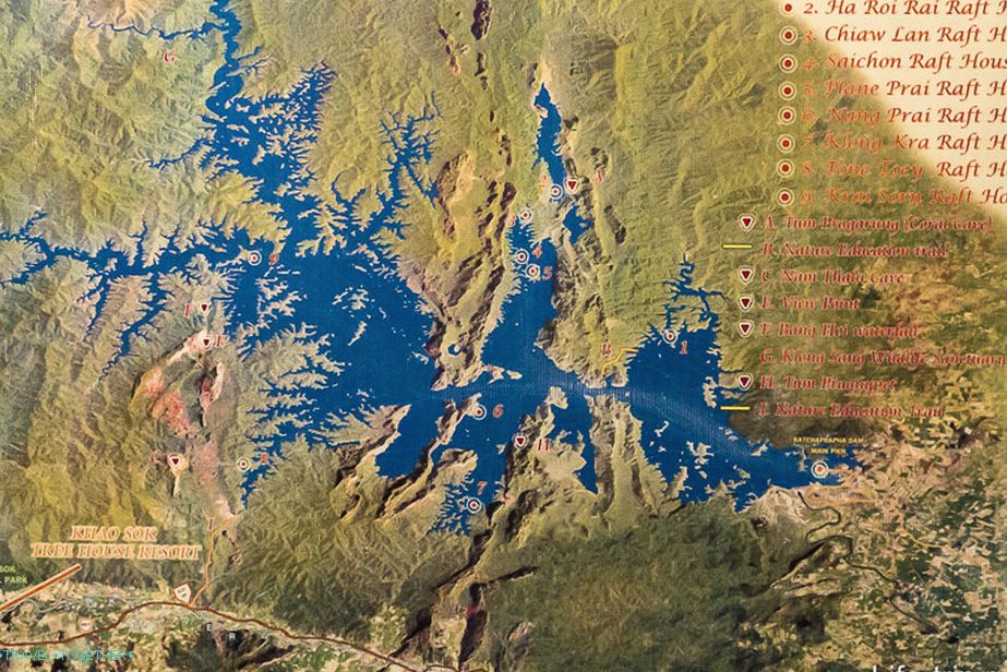 Map of hotels on Lake Cheo Lan