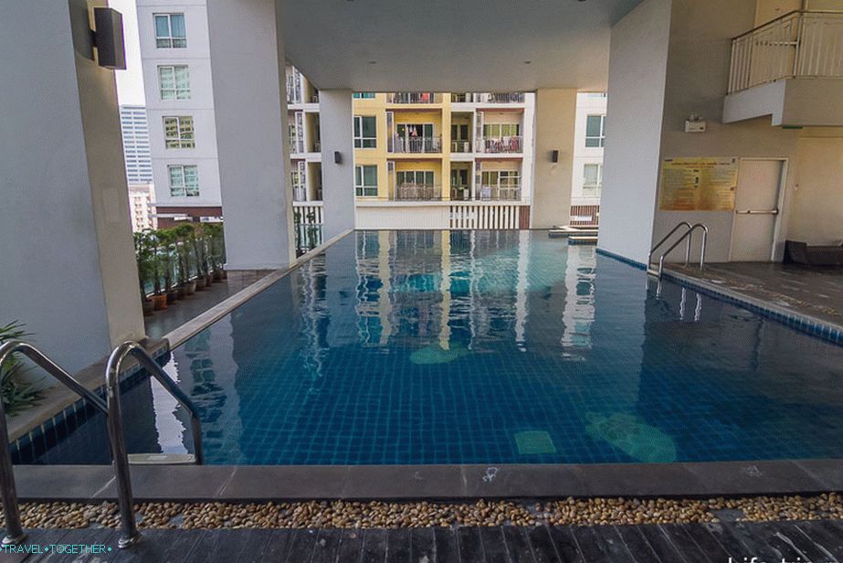Large swimming pool in the next building