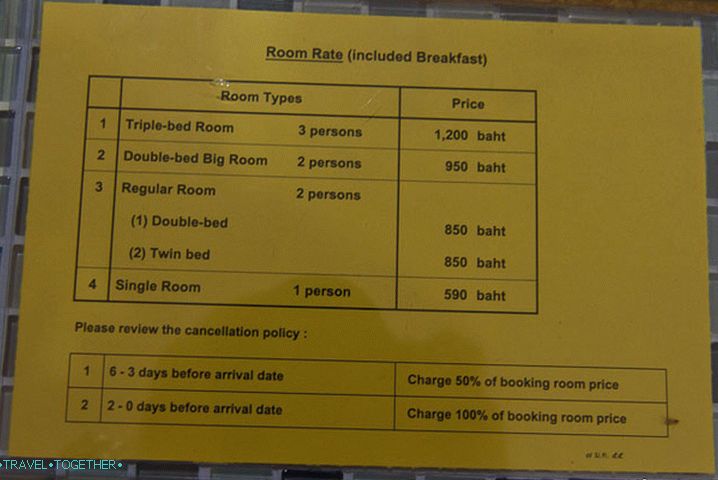 Prices for accommodation at the Roof View Palace