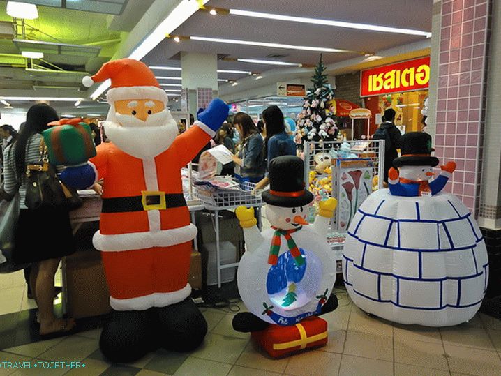 Santa Claus and snowman in Thailand