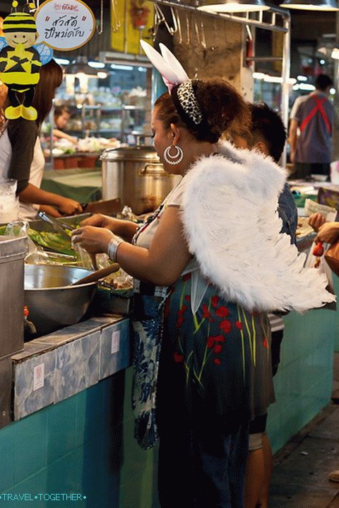 In the New Year in Thailand on the streets there are angels
