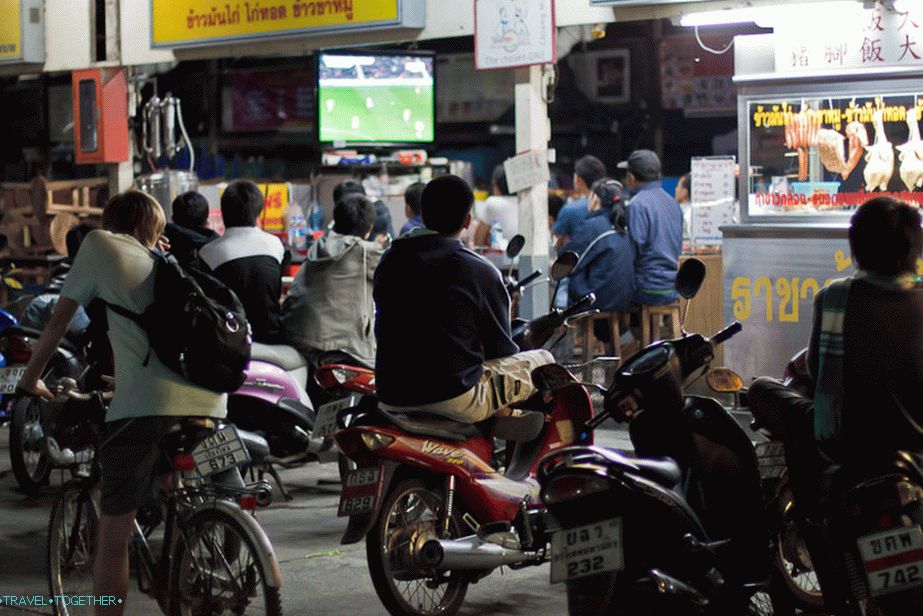 Public viewing of a football match - TV stands in a cafe