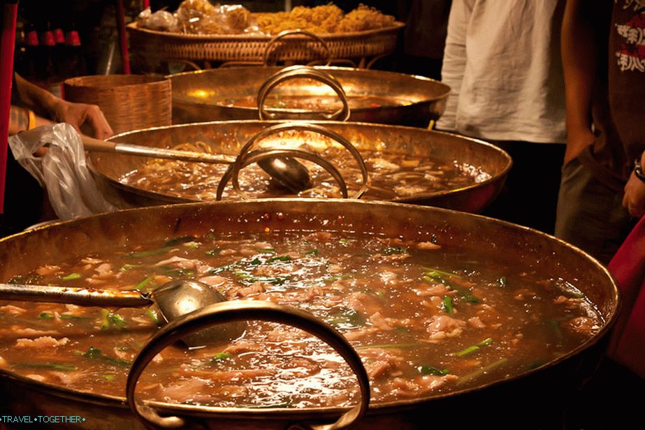 Large pans with food