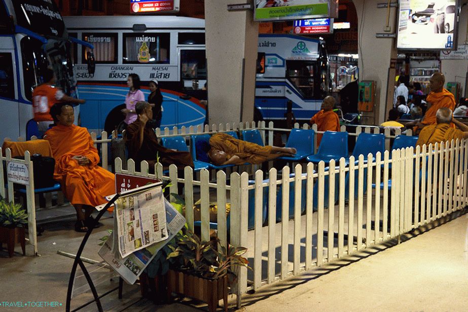 Some bus stations have a personal pen for monks.