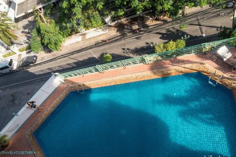 View from the balcony down to the pool