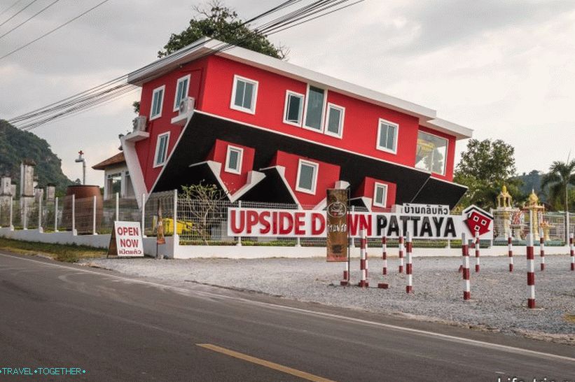 View of an inverted house from the road
