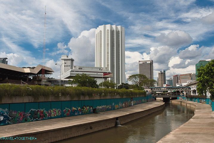 Along the river is full of graffiti