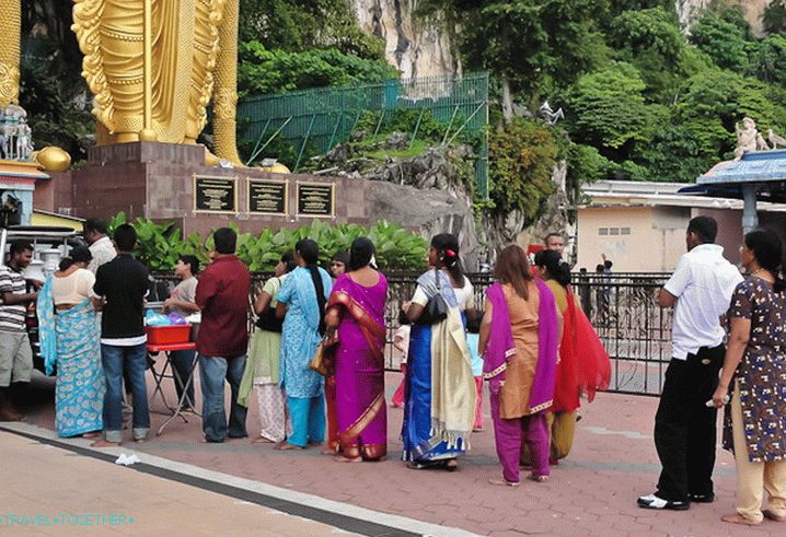 Colorfully dressed visitors
