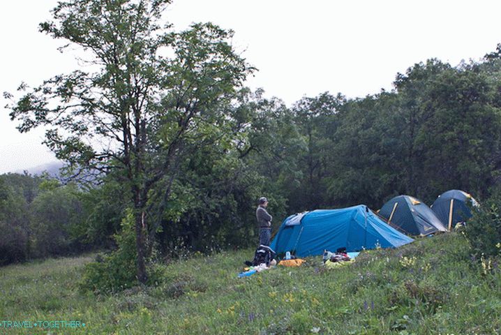 Our camp is on a slope near the Ai-Dimitriy site.