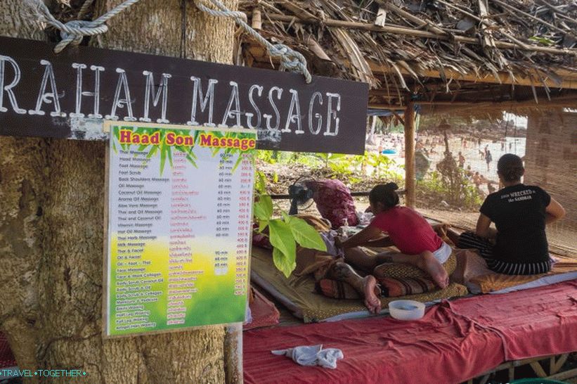 On the beach there is a massage fat