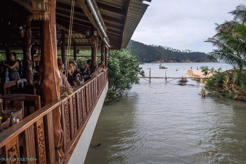 To get to the bridge, you need to go through the restaurant