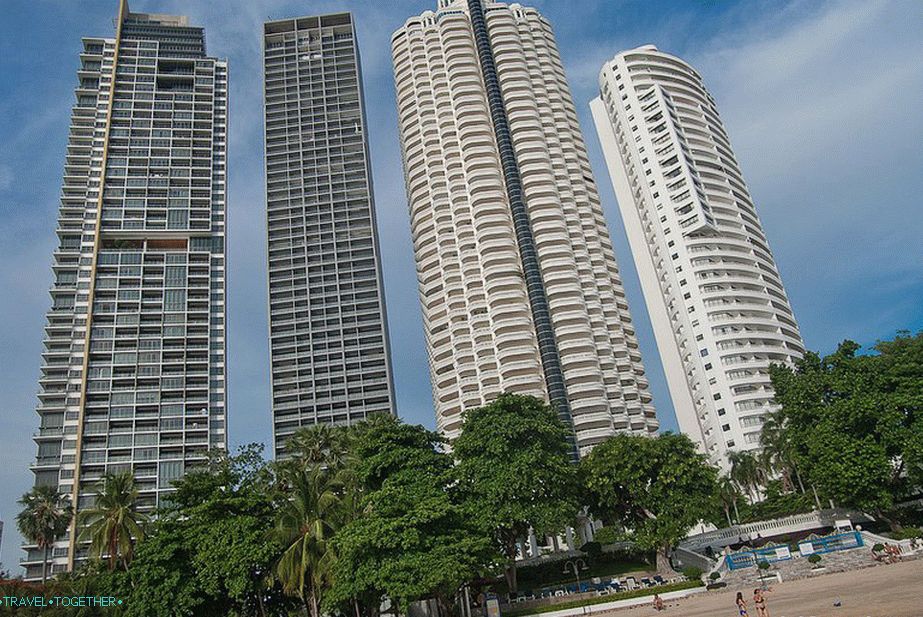 High-rise buildings of hotels in the central part of the beach
