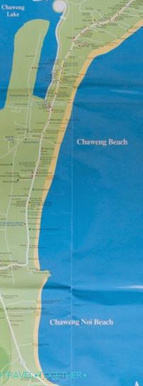Map of Chaweng Beach and Chaweng Noi