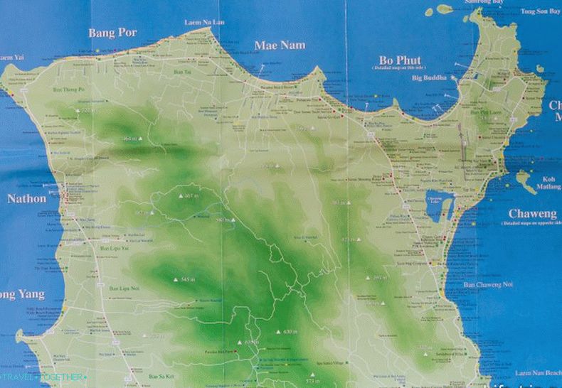 Map of the northern part of Samui