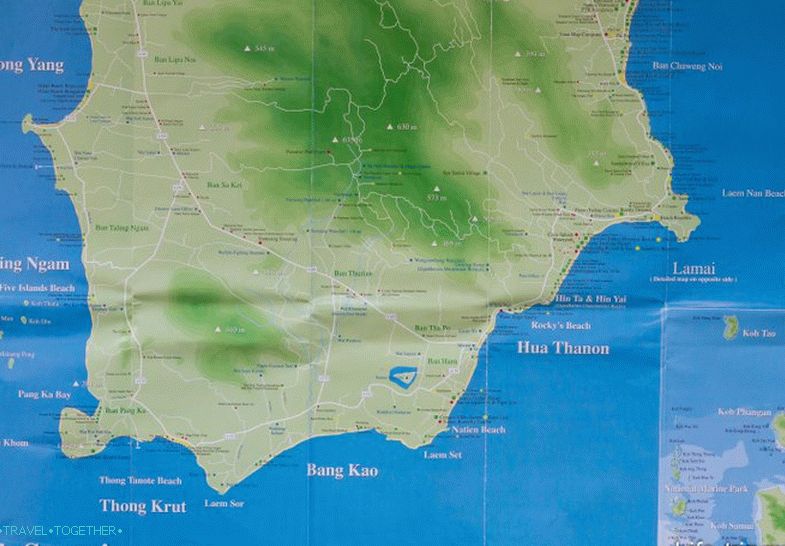 Map of the southern part of Samui