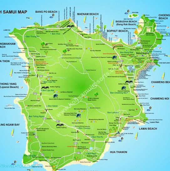 Another Samui map with hotels and landmarks