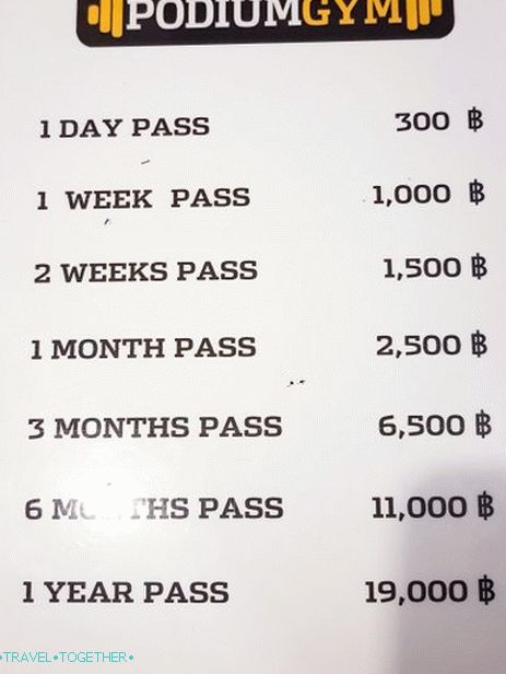 Prices, gym on Phangan