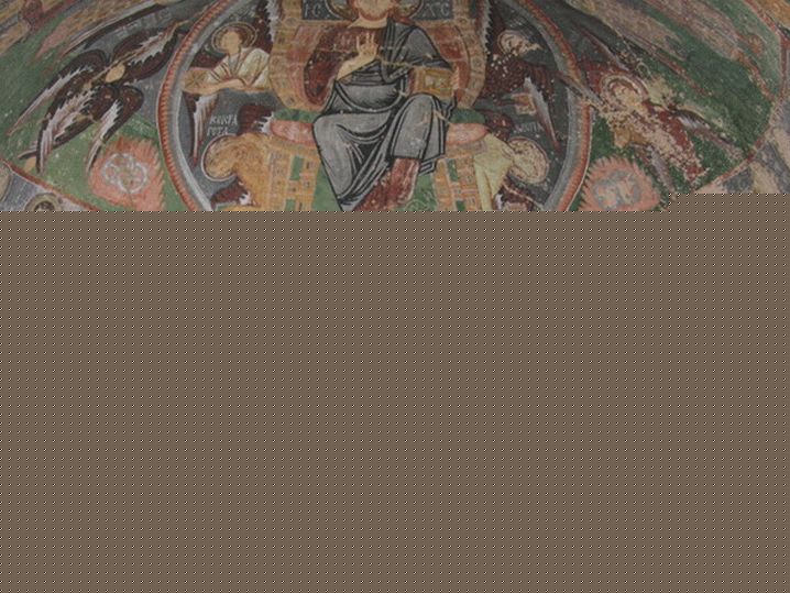 Icons on the walls of the stone temple.