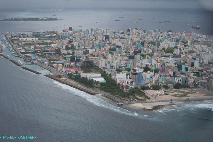 Over the Maldives on a seaplane.