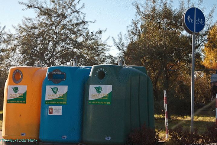 In Europe, garbage is separated by different types of material. We began to notice this from Poland.