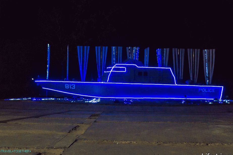 The monument - a police boat that carried the tsunami away from the coast