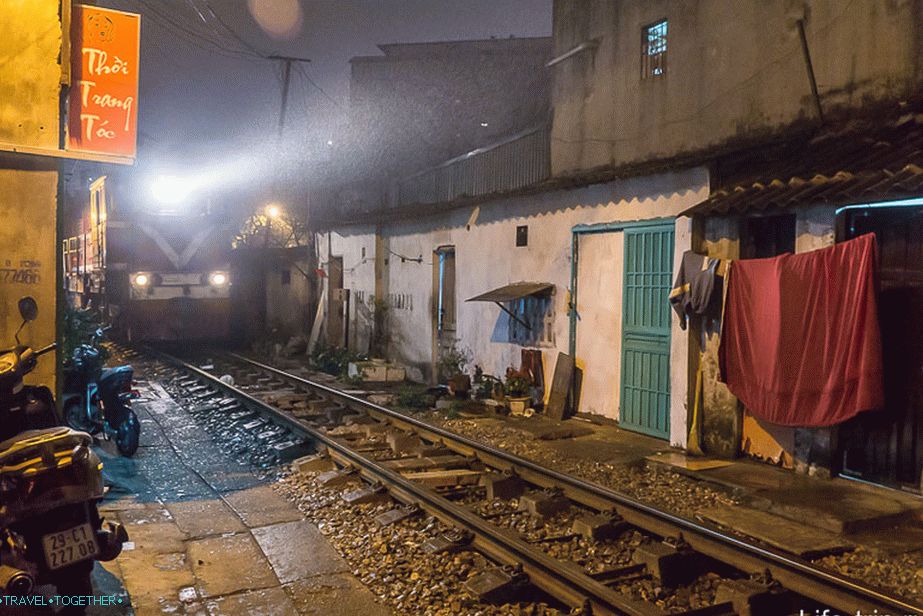 A street in the center of Hanoi, where several trains pass by once a day