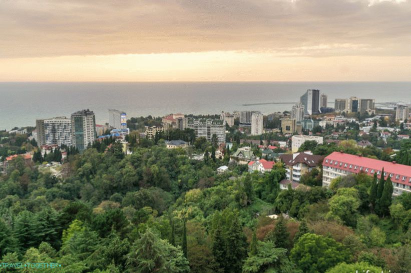 The city of Sochi from the viewing dendropark