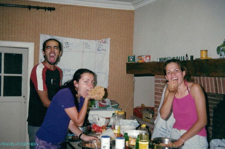 A duty in a volunteer camp. Cooking dinner.