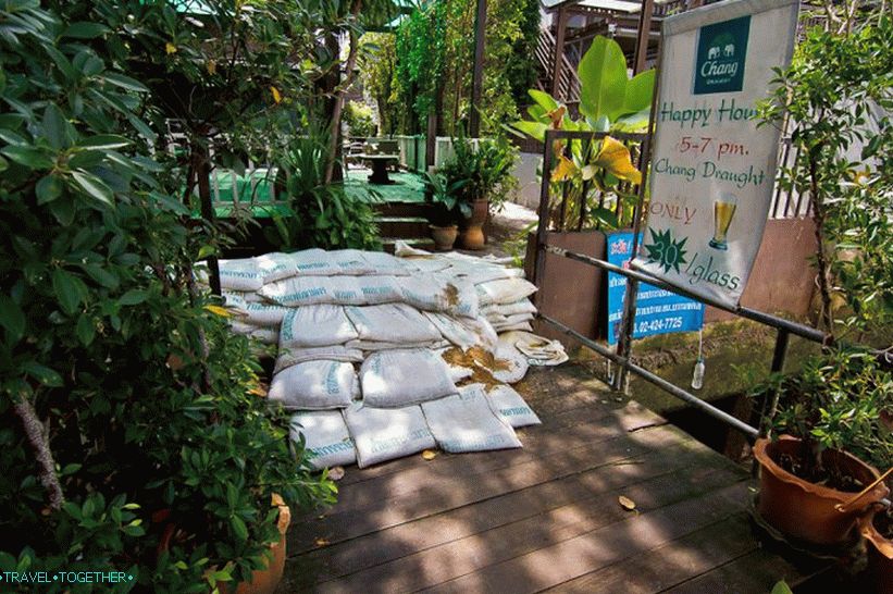 Sandbags remained after the flood
