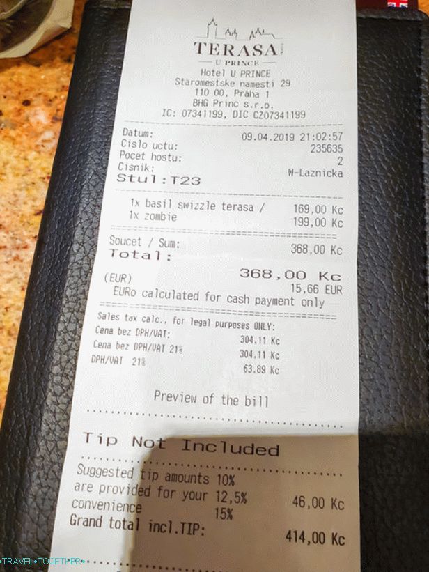 Check for 2 drinks
