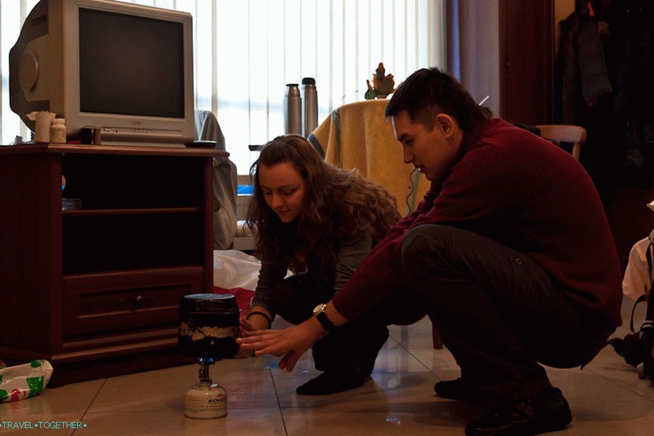 Heat the water in a Polish motel.