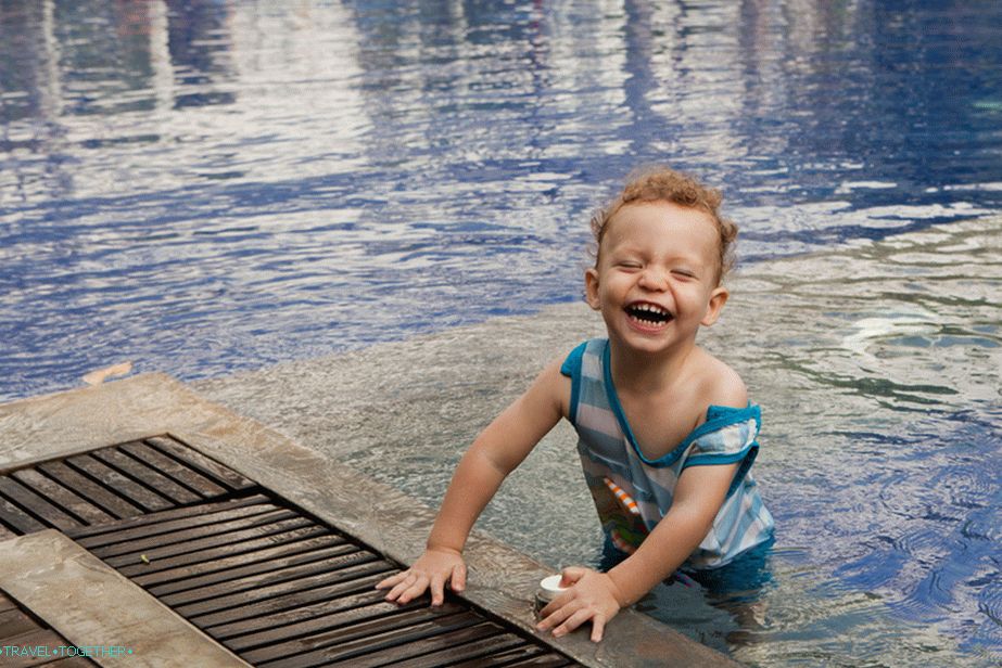Here is the kid in the pool in Cambodia in Siem Riepe