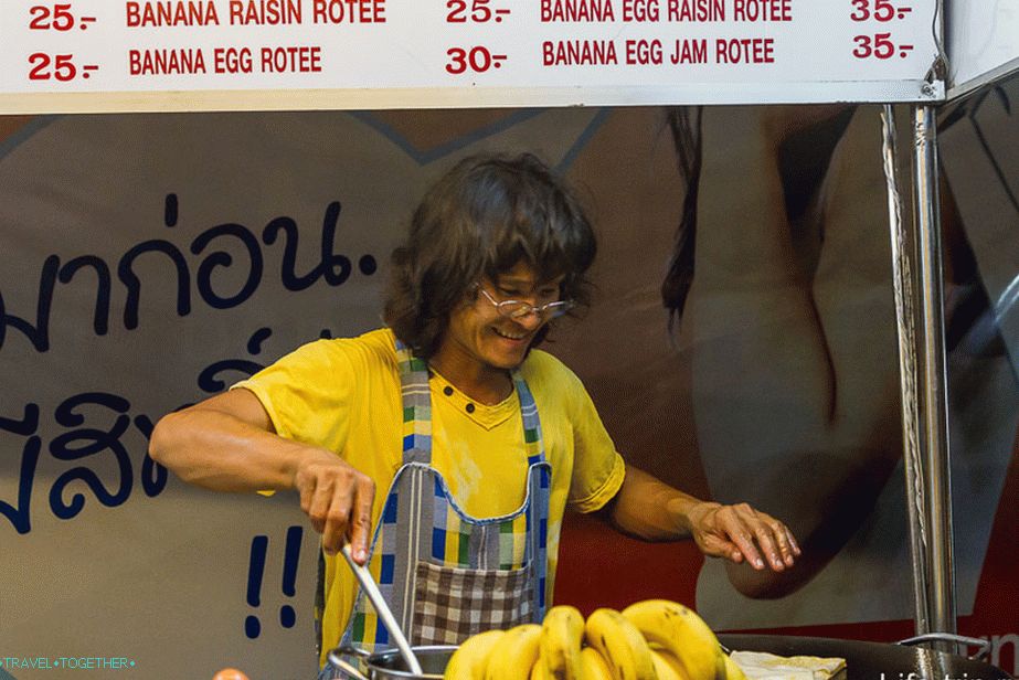 Some very happy seller of pancakes