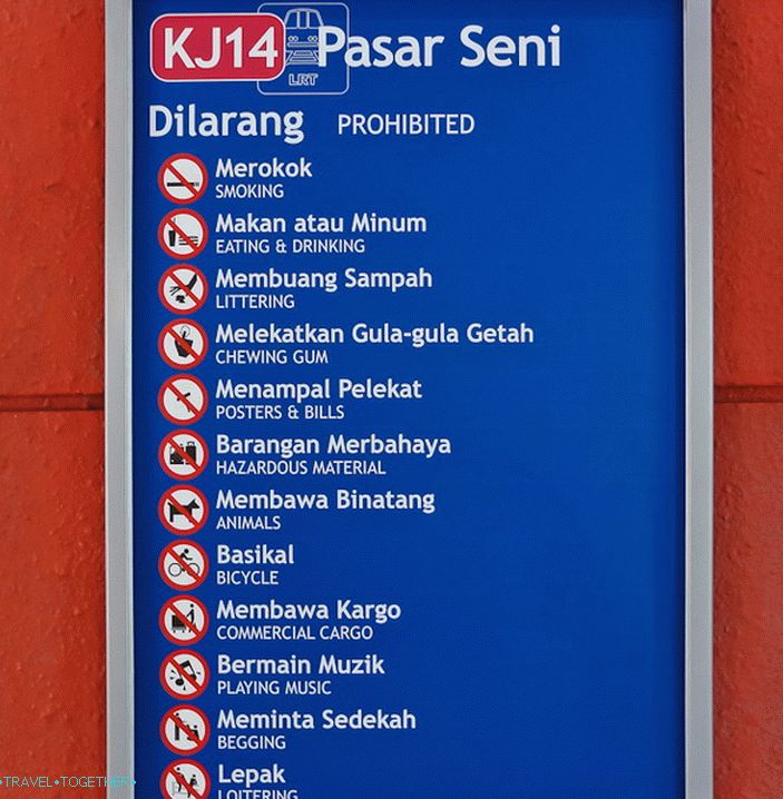 What is forbidden in the Kuala Lumpur metro
