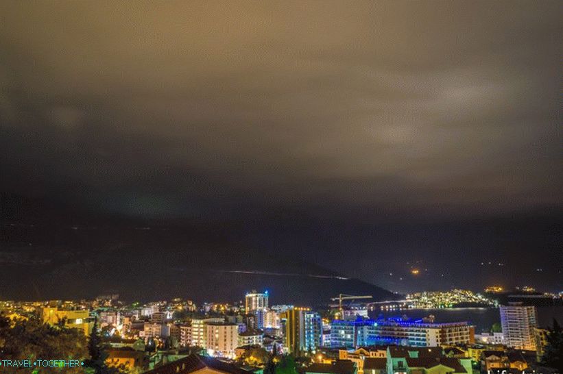 Budva at night, overcast