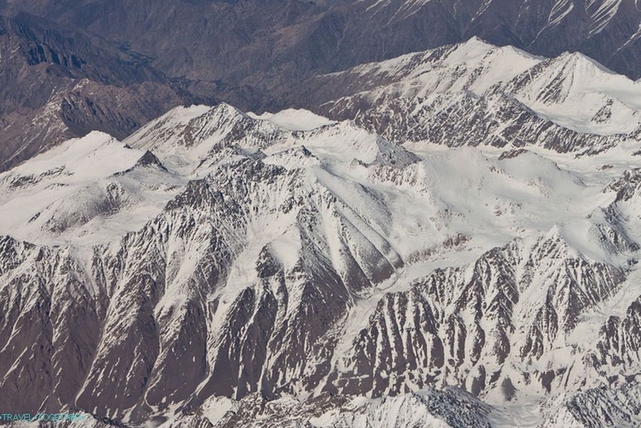 Himalayas from the window of the plane