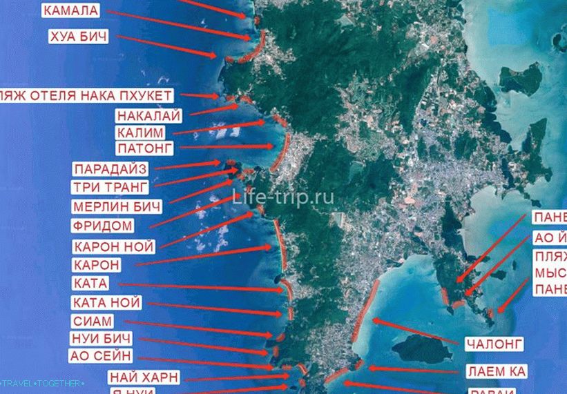 Map of Phuket beaches (south)