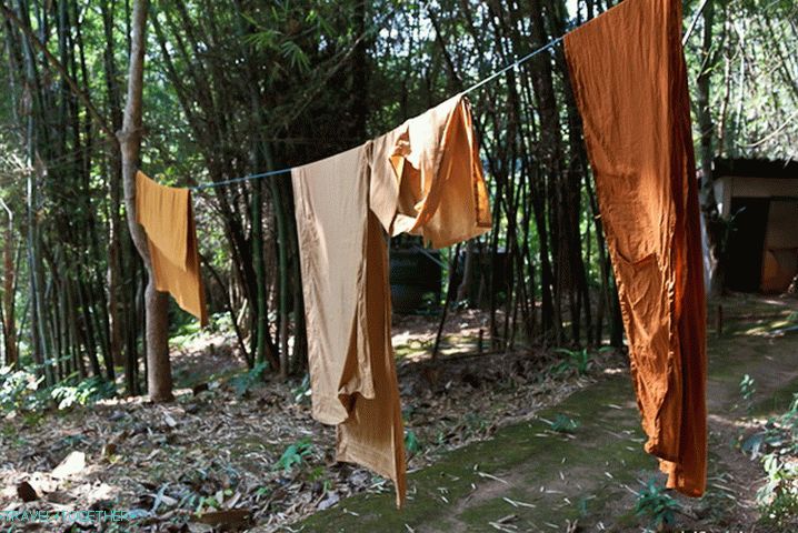 Monks are drying laundry