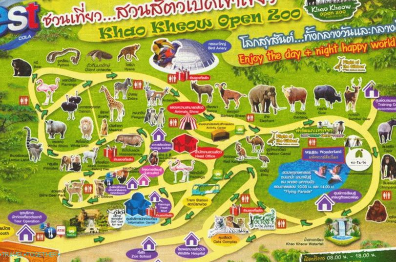 Map of Khao Kheo Zoo in Pattaya